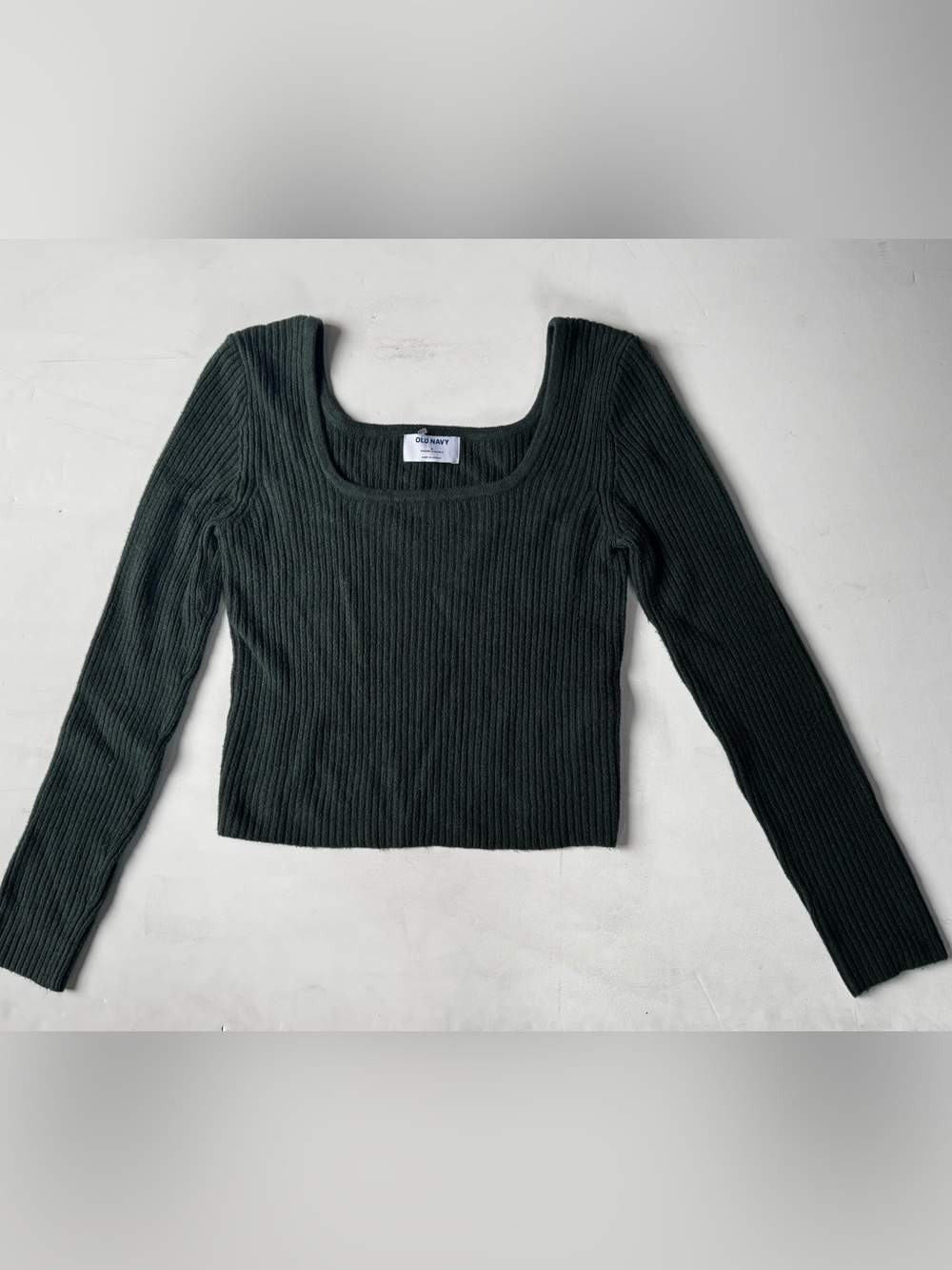 Square Neck Ribbed Knit Top